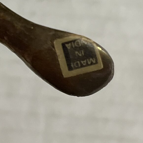 Vintage MCM Solid Brass Frog Shelf Sitter Figurine Smiling Made in Korea 3" Tall - Picture 5 of 10